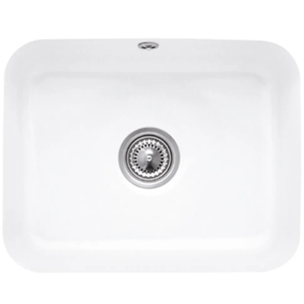 Villeroy & Boch Cisterna White Ceramic Large Single Bowl Undermount Kitchen Sink - 550mm x 440mm