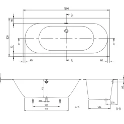 Villeroy & Boch Oberon 2.0 Quaryl Straight Double Ended Bath - 1700 & 1800mm