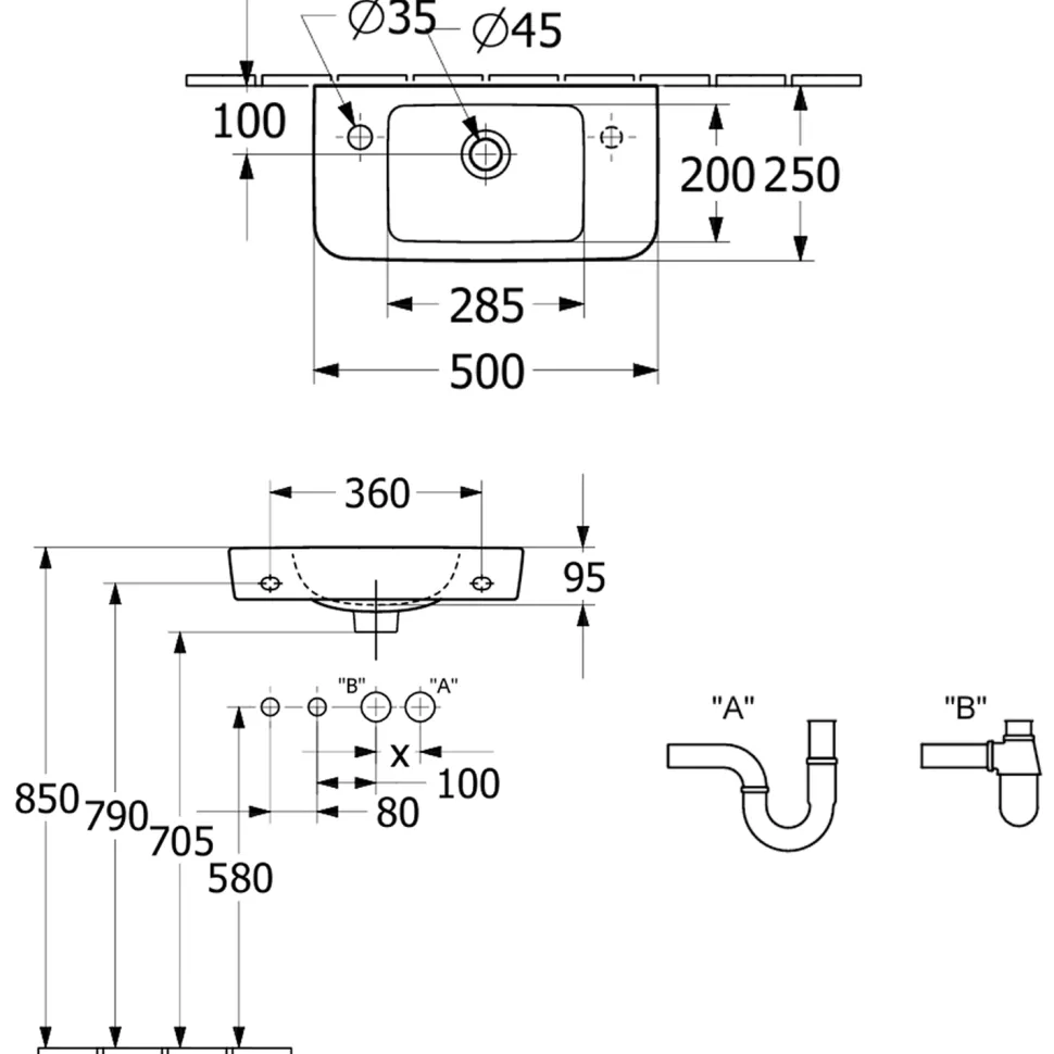 Villeroy & Boch O.novo Compact Wall Hung Basin