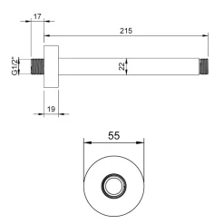 Villeroy & Boch Universal Ceiling Mounted Round Shower Arm