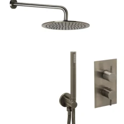 VOS Concealed Dual Outlet 2 Handle Shower Valve, Fixed Head & Shower Handset Kit