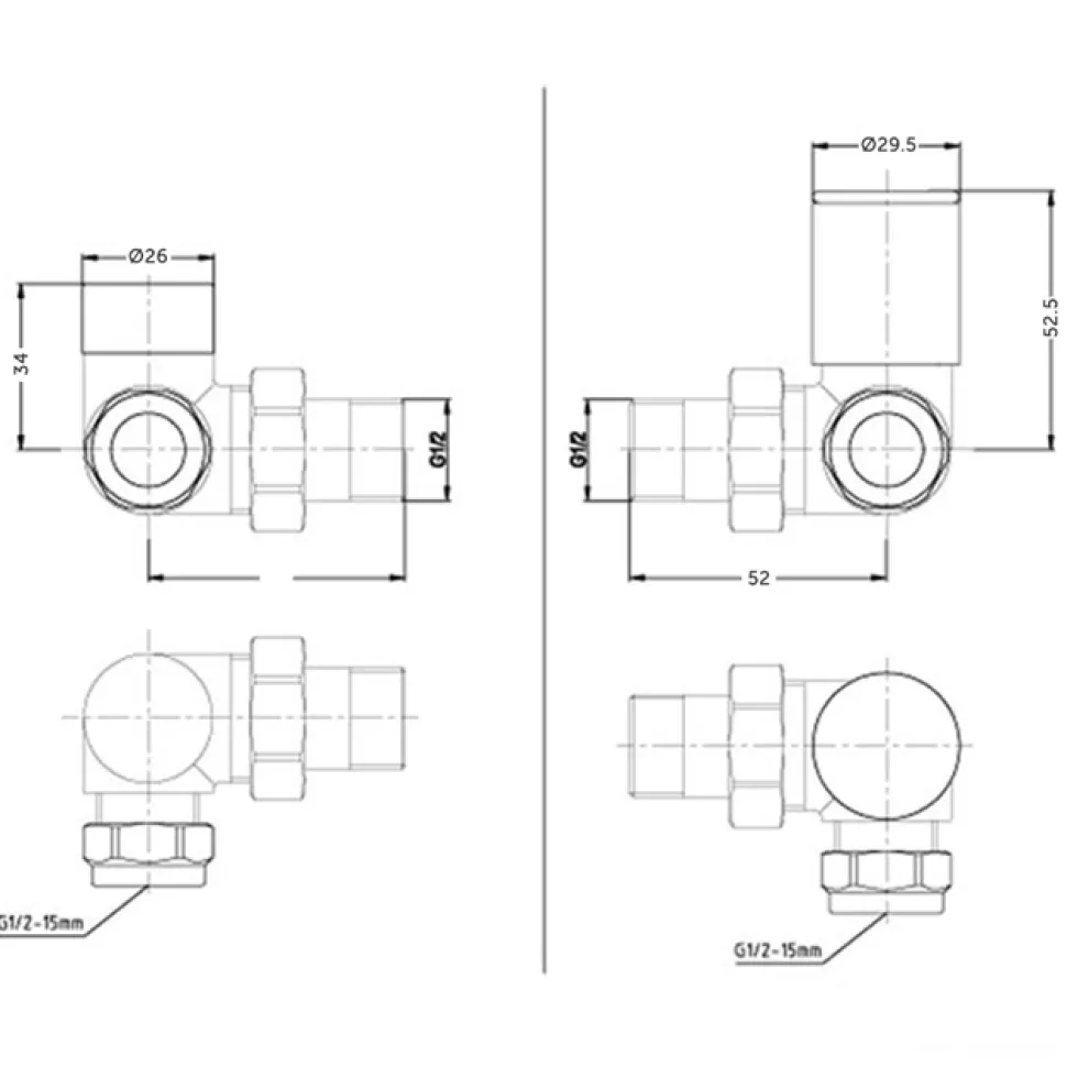 VOS Corner Radiator Valves