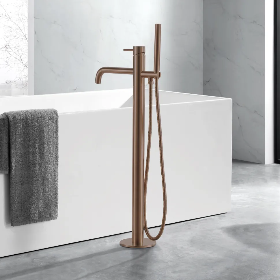 VOS Floorstanding Bath Shower Mixer - Brushed Bronze