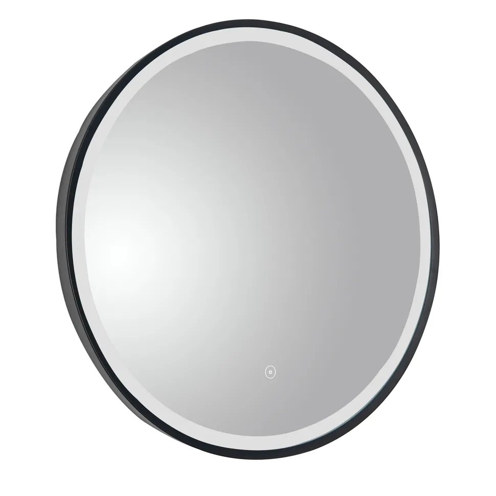 VOS LED Illuminated Round Framed Mirror with Demister Pad & Colour Change Lights - 600mm