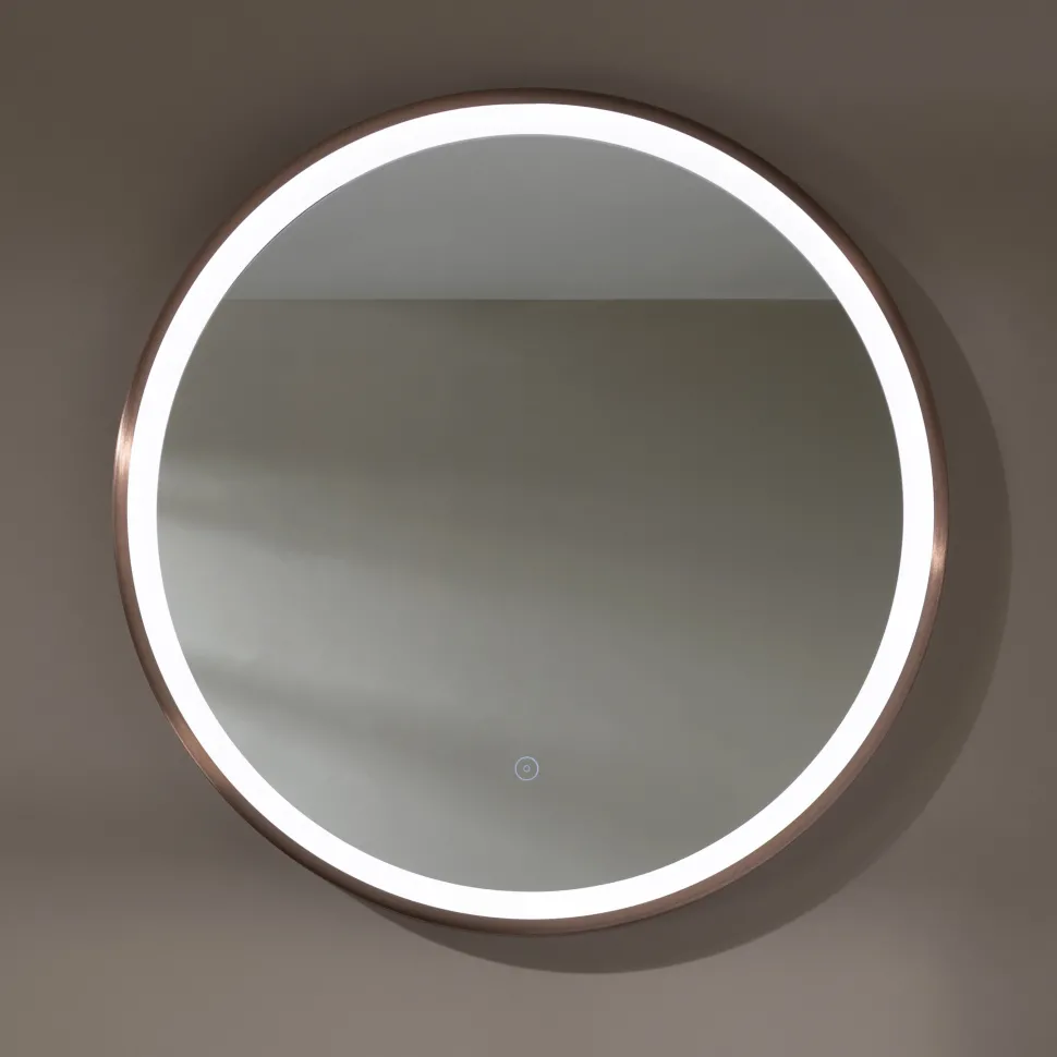 VOS LED Illuminated Round Framed Mirror with Demister Pad & Colour Change Lights - 600mm