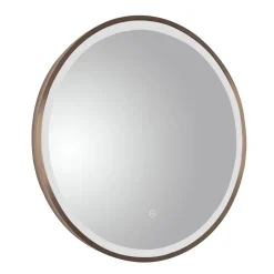 VOS LED Illuminated Round Framed Mirror with Demister Pad & Colour Change Lights - 600mm