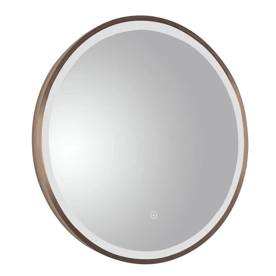 VOS LED Illuminated Round Framed Mirror with Demister Pad & Colour Change Lights - 600mm