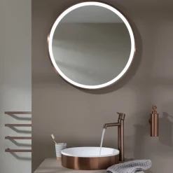 VOS LED Illuminated Round Framed Mirror with Demister Pad & Colour Change Lights - 600mm