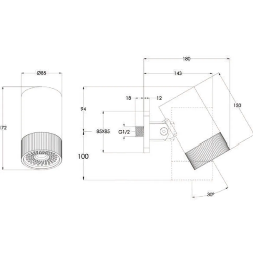VOS Lumen 85mm Fixed Shower Head