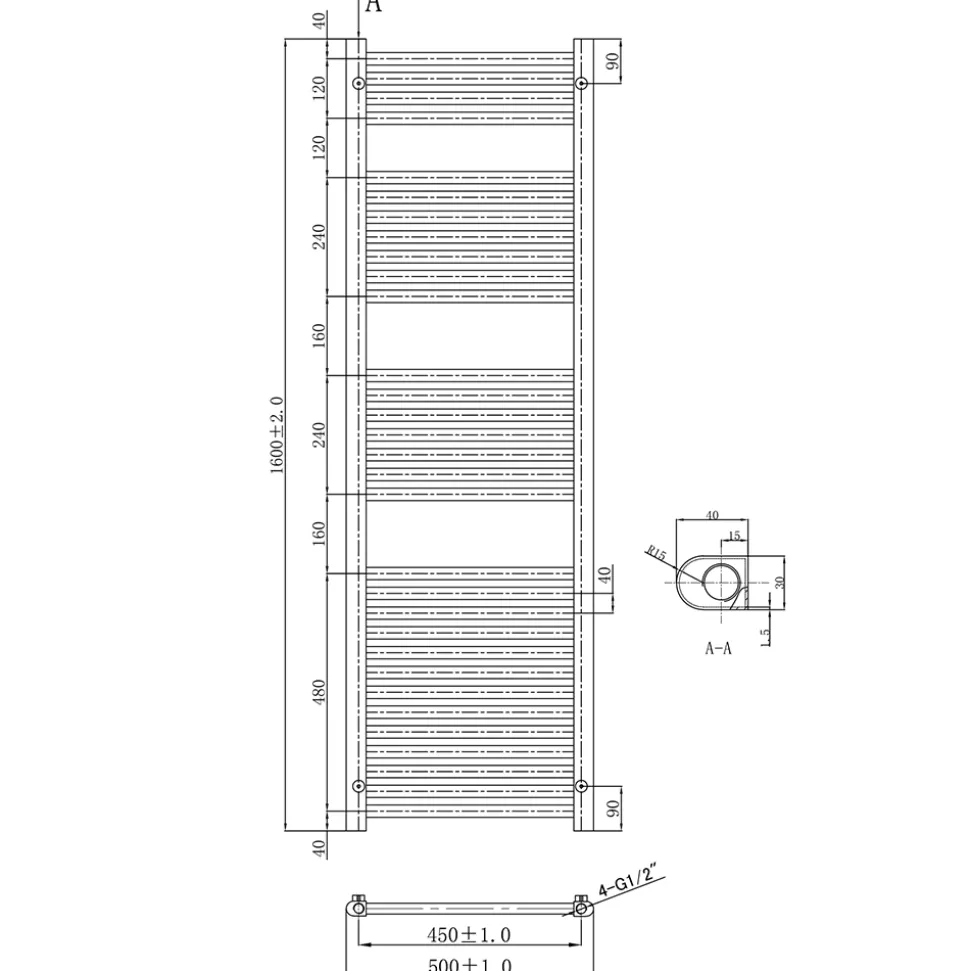 VOS 25mm Bars Ladder Heated Towel Rail