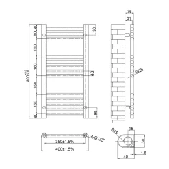 VOS 25mm Bars Ladder Heated Towel Rail