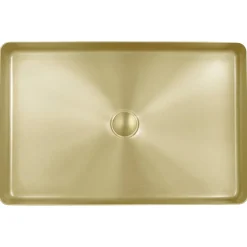 VOS Rectangular Stainless Steel Countertop Basin - Brushed Brass Finish