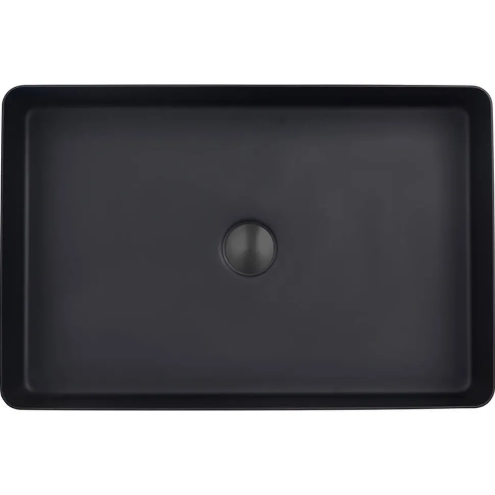 VOS Rectangular Stainless Steel Countertop Basin - Matt Black
