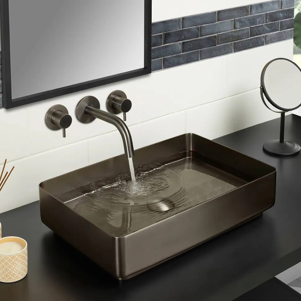 VOS Rectangular Stainless Steel Countertop Basin - Brushed Black