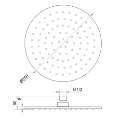 VOS Round 250mm Overhead Shower