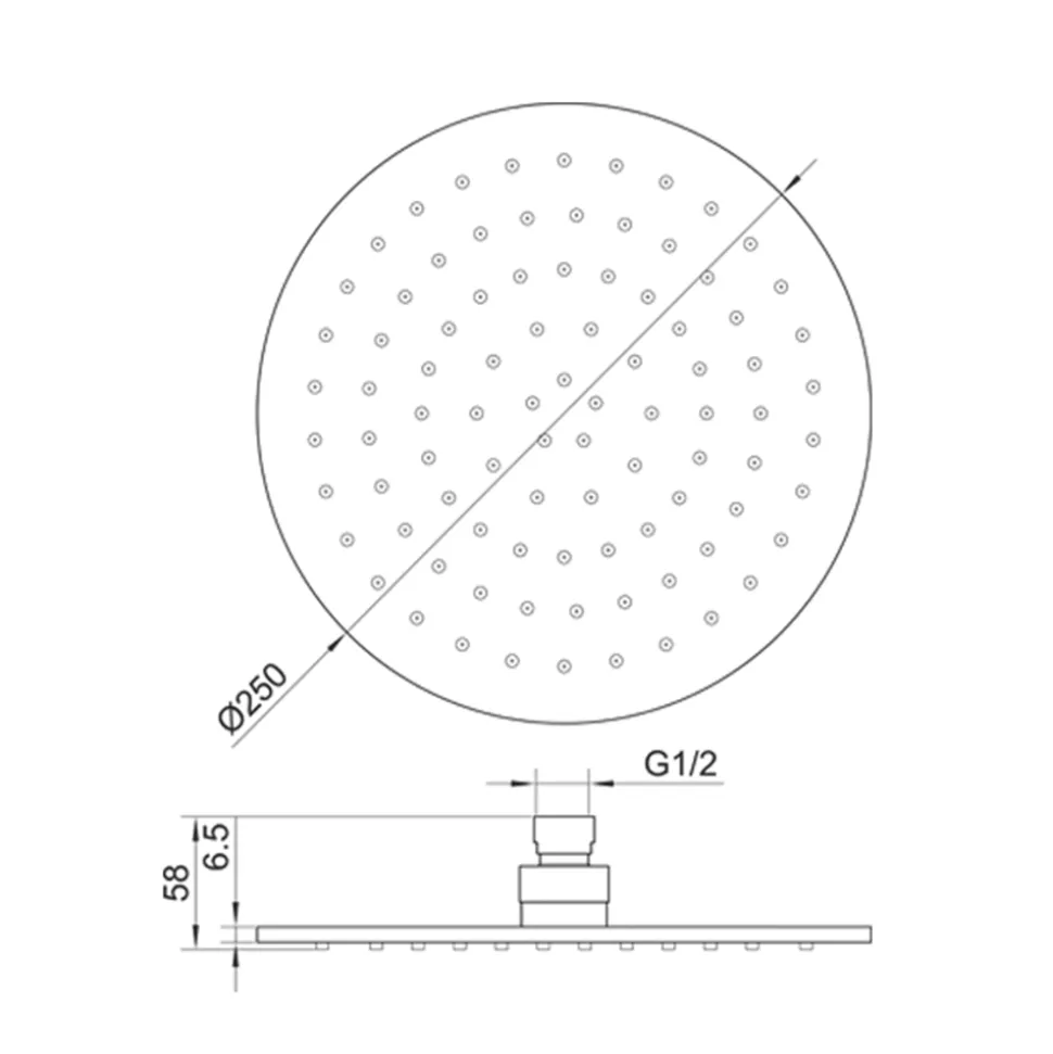 VOS Round 250mm Overhead Shower