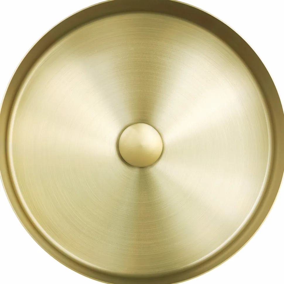 VOS Round Stainless Steel Countertop Basin - Brushed Brass Finish
