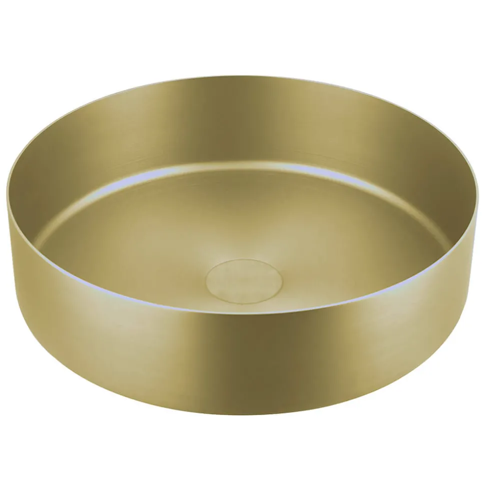 VOS Round Stainless Steel Countertop Basin - Brushed Brass Finish