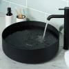 VOS Round Stainless Steel Countertop Basin - Matt Black