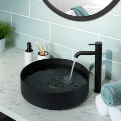 VOS Round Stainless Steel Countertop Basin - Matt Black