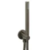 VOS Round Water Outlet & Holder with Metal Hose & Slim Hand Shower- Brushed Black