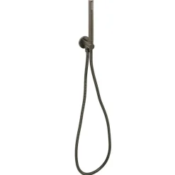 VOS Round Water Outlet & Holder with Metal Hose & Slim Hand Shower- Brushed Black