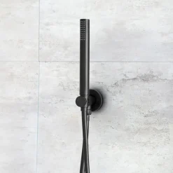 VOS Round Water Outlet & Holder with Hose & Slim Hand Shower - Matt Black