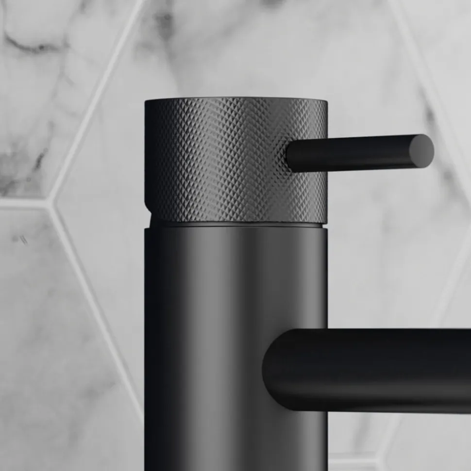 VOS Single Lever Basin Mixer with Designer Handle - Matt Black