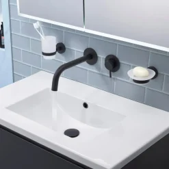 VOS Single Lever Wall Mounted Basin Mixer - Matt Black