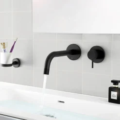 VOS Single Lever Wall Mounted Basin Mixer - Matt Black