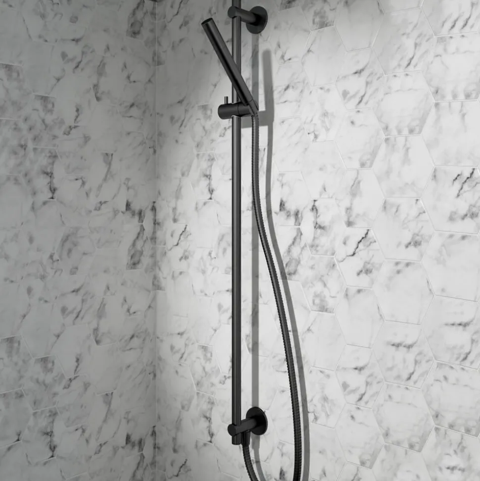 VOS Slide Rail Shower Kit with Shower Handset & Hose - Matt Black
