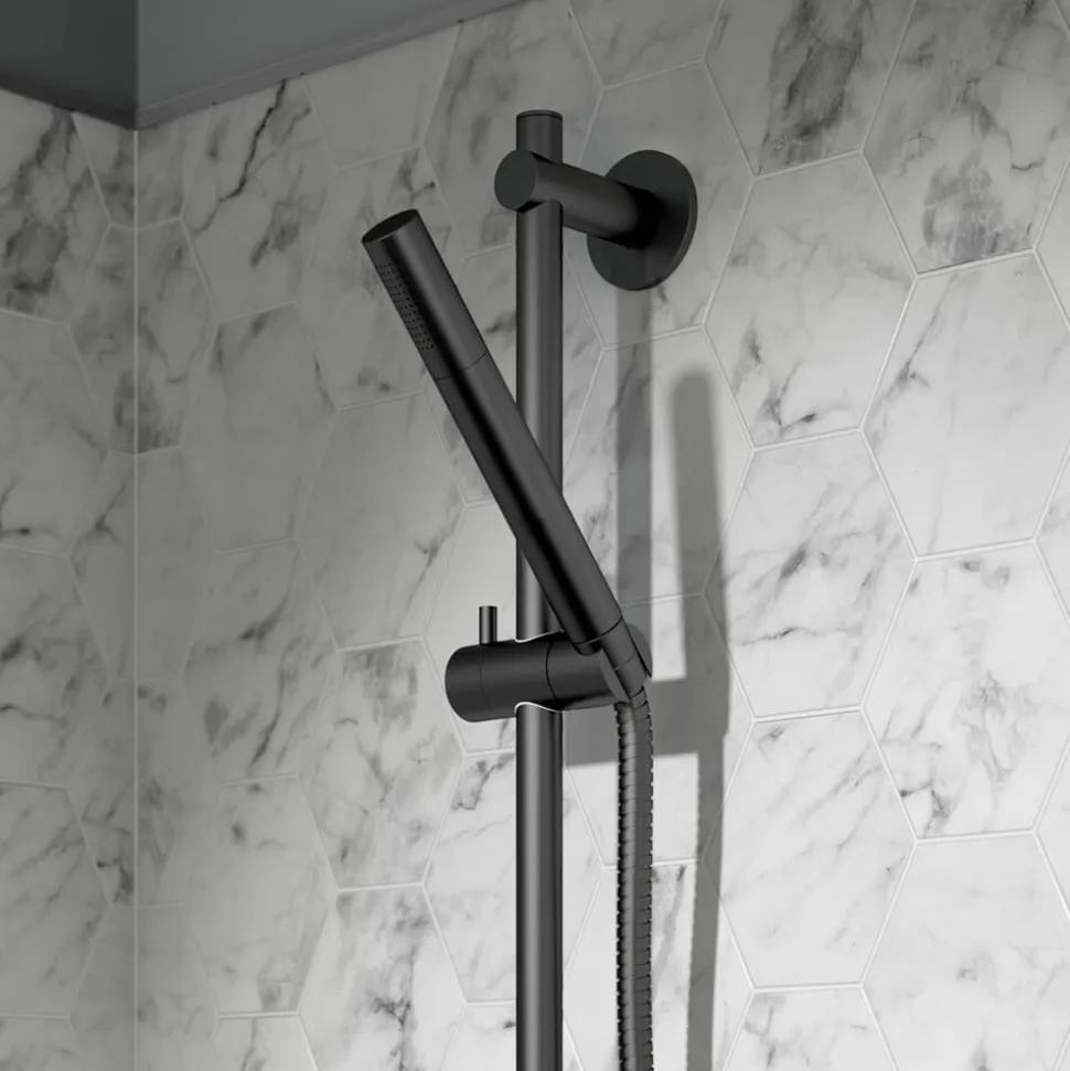 VOS Slide Rail Shower Kit with Shower Handset & Hose - Matt Black