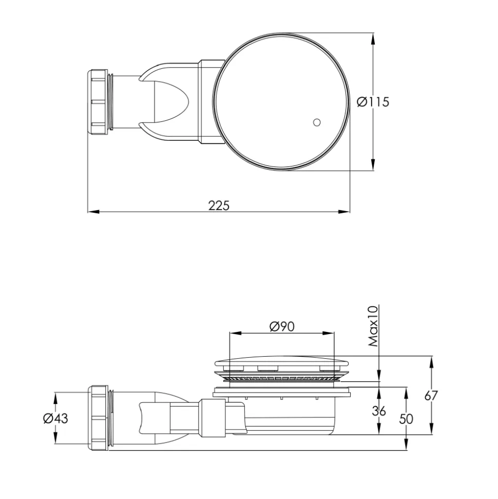 VOS Slim Shower Waste