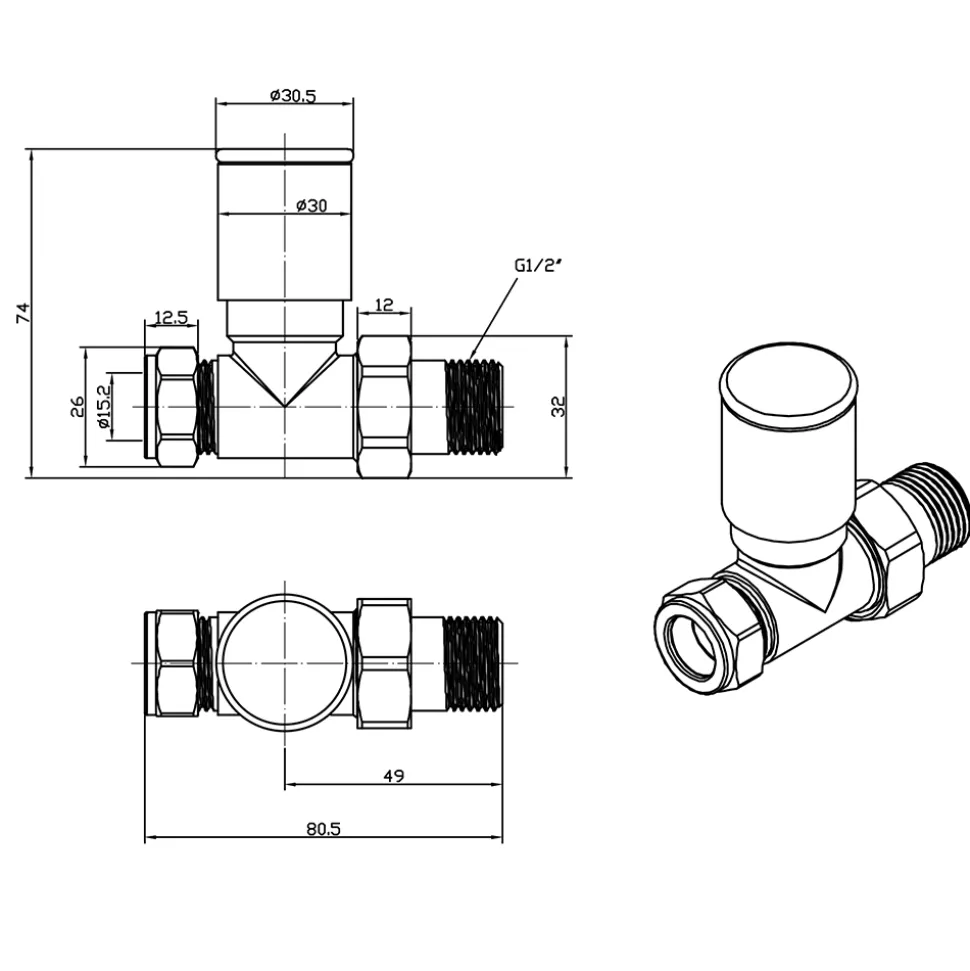 VOS Straight Radiator Valves