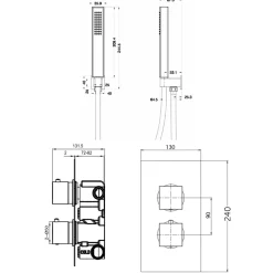 Zachary Concealed Shower Valve, Fixed Head & Shower Handset Kit